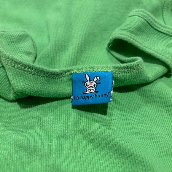 Happy Bunny Y2K Green Ribbed Tank Jim Benton Size XL fits like L VGUC - Picture 4 of 5